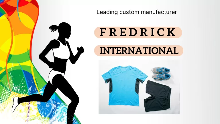 Illustration banner with text Fredrick International Empowers Brands with Custom Sportswear Solutions
