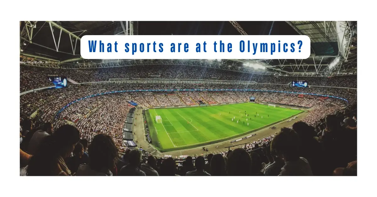 A Olympic stadium with text.