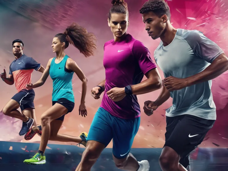 Men and women wearing sportswear clothes in colors.