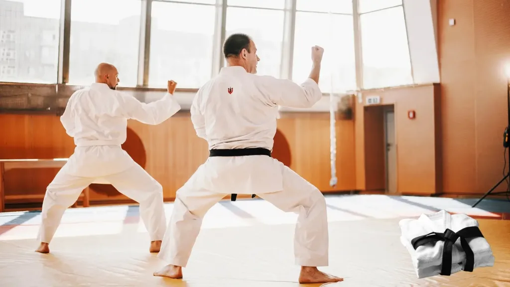 Two players are practicing martial arts.