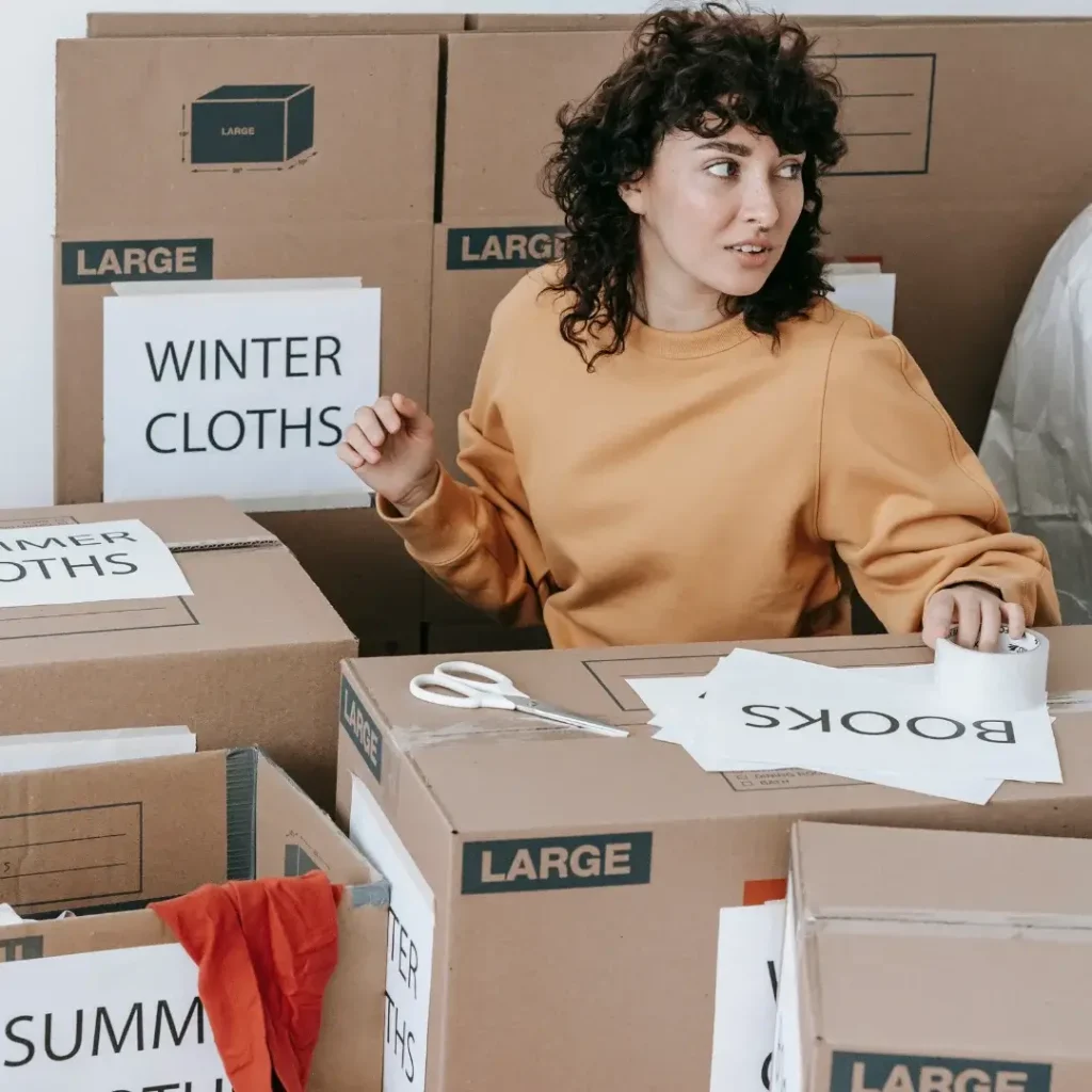 A female is packing products with private labeling